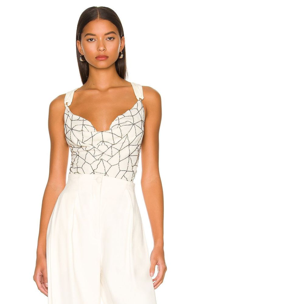 NEW Size M Free People Shine a Light Bodysuit in Tofu REVOLVE MSRP $128